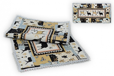 Дорожка на стол Пэчворк Олени, гобелен 